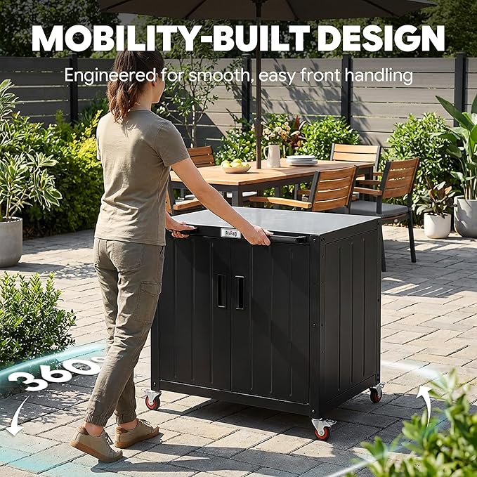 Outdoor Grill Cart with Storage Cabinet and Stainless Steel Top, 35-Inch - Image 8