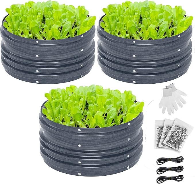 WORKPRO 3Pcs 2x2x1ft Galvanized Raised Garden Bed Set, Rust & Corrosion by WORKPRO