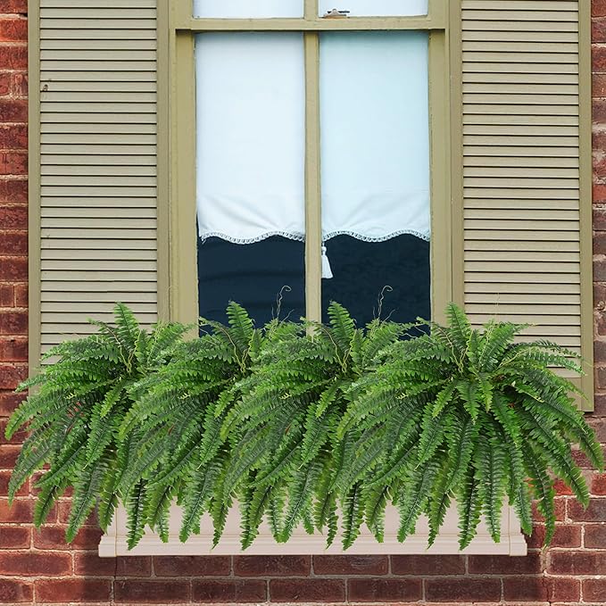 Artificial Boston Fern Bush- Set of 2 Large Artificial Ferns - Image 7