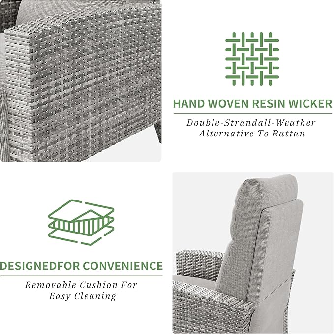 IDEALHOUSE Wicker Outdoor Recliner Reclining Patio Chairs - Image 8