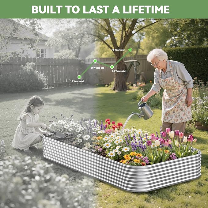 3 Pack Raised Beds for Gardening, Corrugated Galvanized Steel Raised Garden Bed - Image 7