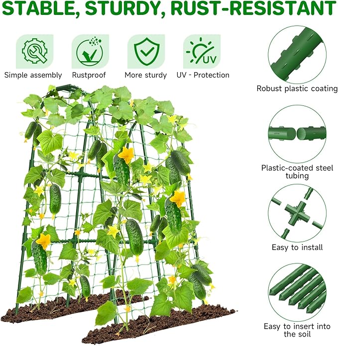Cucumber Trellis for Raised Bed, U-Shape Garden Trellis for Climbing Plants - Image 4