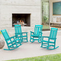 LUE BONA Outdoor Rocking Chairs Set of 4, HDPS Porch Rocker by LUEBONA
