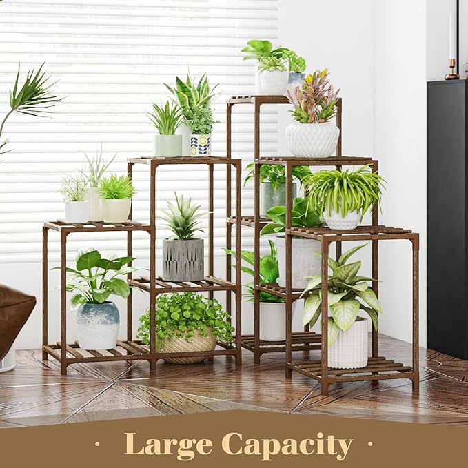 Bamworld Plant Stand Indoor Outdoor Corner Shelf 11 Potted Large Holder - Image 6