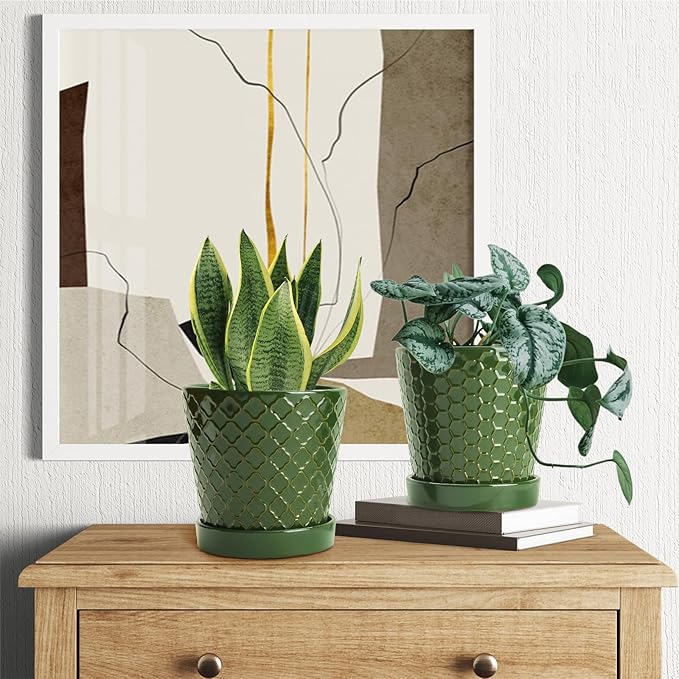 EFISPSS Ceramic Plant Pots, 5 Inch Planters - Image 5