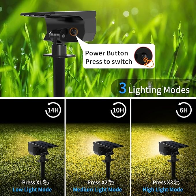 Solar Spot Lights Outdoor 2 Pack, Solar Landscape Spotlights Waterproof - Image 4