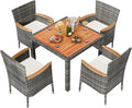 Shintenchi 5 Piece Patio Dining Set, Wicker Patio Conversation Set by Shintenchi