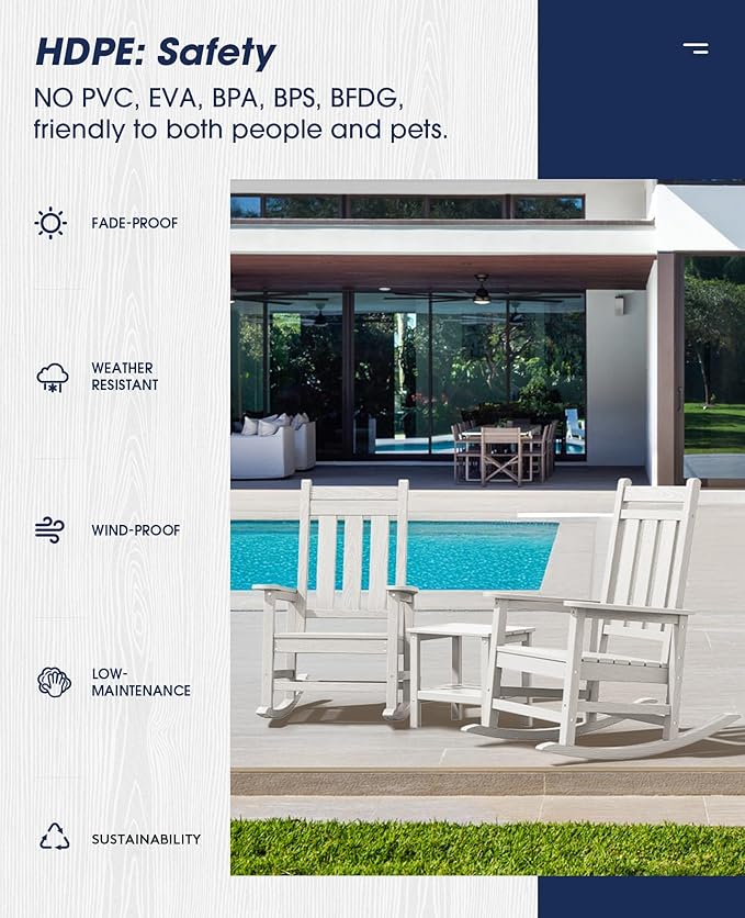 KINGYES Oversized Outdoor Rocking Chair Set of 8, All-Weather Patio Rocking - Image 8