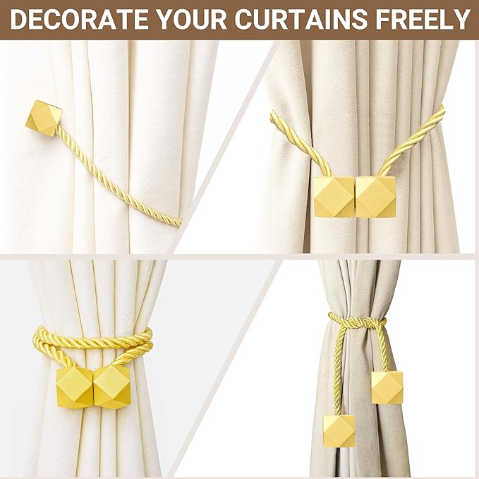 Hion Magnetic Curtain Tiebacks Golden 2pcs, Curtain Tiebacks Buckles Holdbacks - Image 7