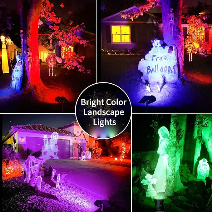 JSOT 2 Pack Christmas Solar Spotlights, RGB Solar Spot Light Outdoor Waterproof - Image 2