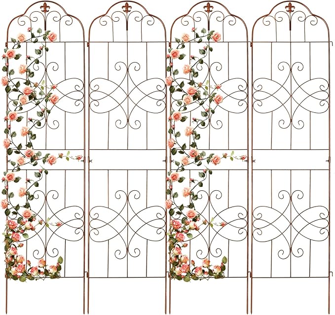 hogardeck 4 Packs 84 * 19 inch Metal Garden Trellis by HOGARDECK