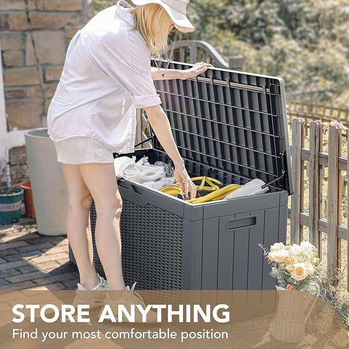 Devoko 100 Gallon Waterproof Large Resin Deck Box Indoor Outdoor Lockable - Image 7