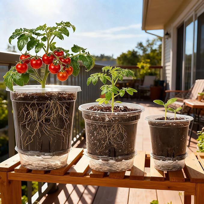 18 Pack 6.5/5/4 Inch Clear Self Watering Plant Pots - Image 7