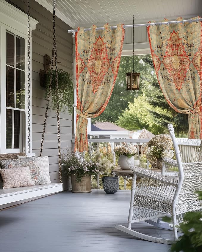 Boho Outdoor Curtains for Patio Waterproof, Grommet Privacy Curtain Drapes - Image 4