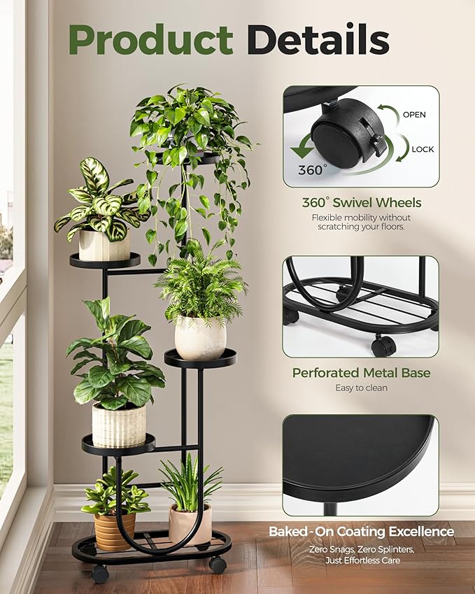 Bamworld Tall Plant Stand Indoor Outdoor Plant Stand - Image 4