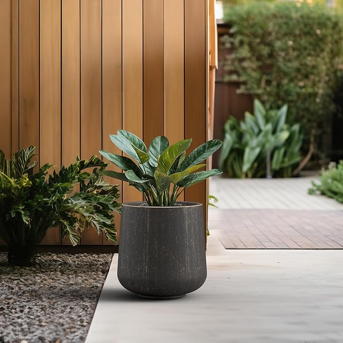 Kante 11.6" Dia Round Concrete Planter, Outdoor Indoor Large Plant Pots - Image 4