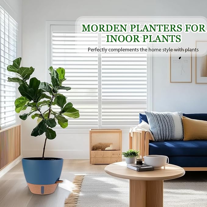 12/10/8 inch Plant Pots, Large Plastic Self Watering Planters - Image 2
