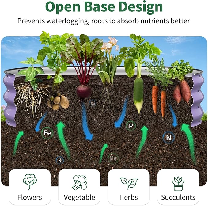 Kesfitt Raised Garden Bed, Oval Open-Bottom Design, 12-Inch Deep - Image 4