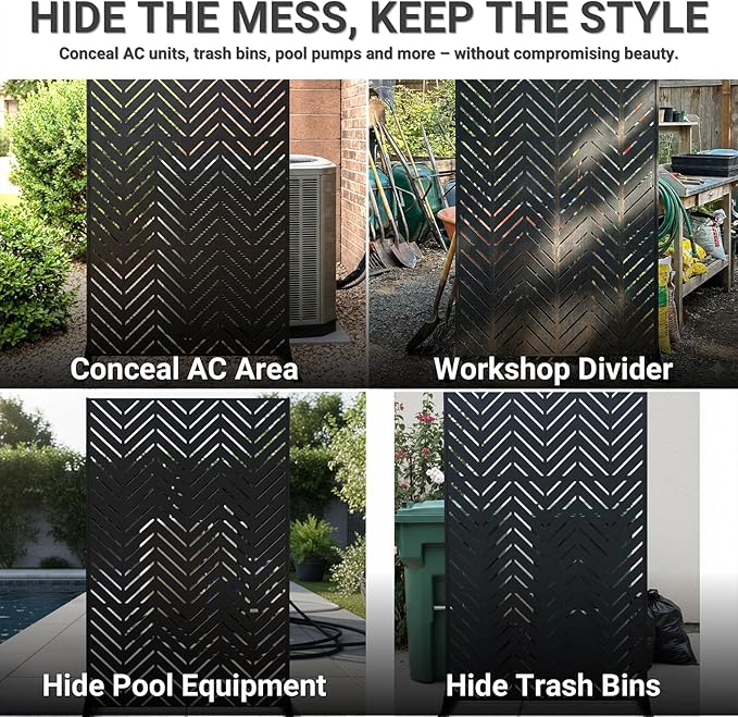 Metal Privacy Screen Outdoor – 6FT Freestanding Decorative Steel Panel - Image 9