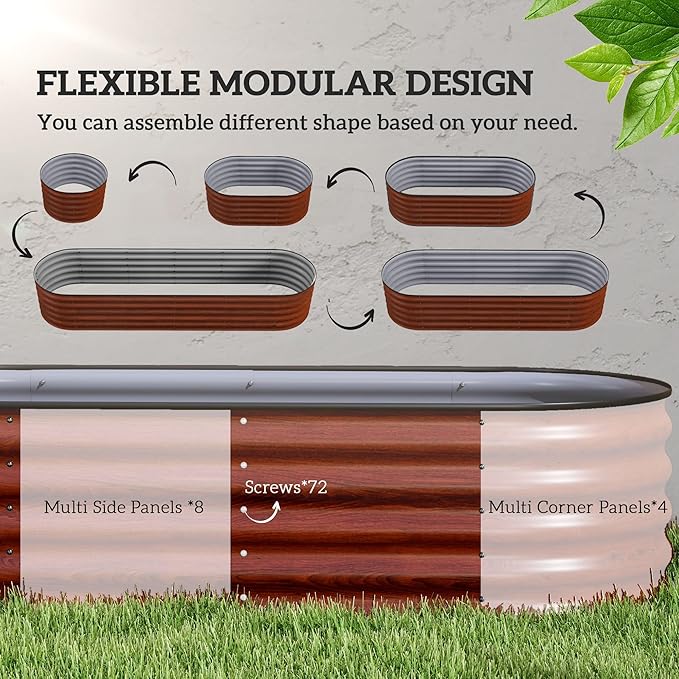 Outsunny 8' x 2' x 1.4' Galvanized Raised Garden Bed Kit, Outdoor Metal - Image 3