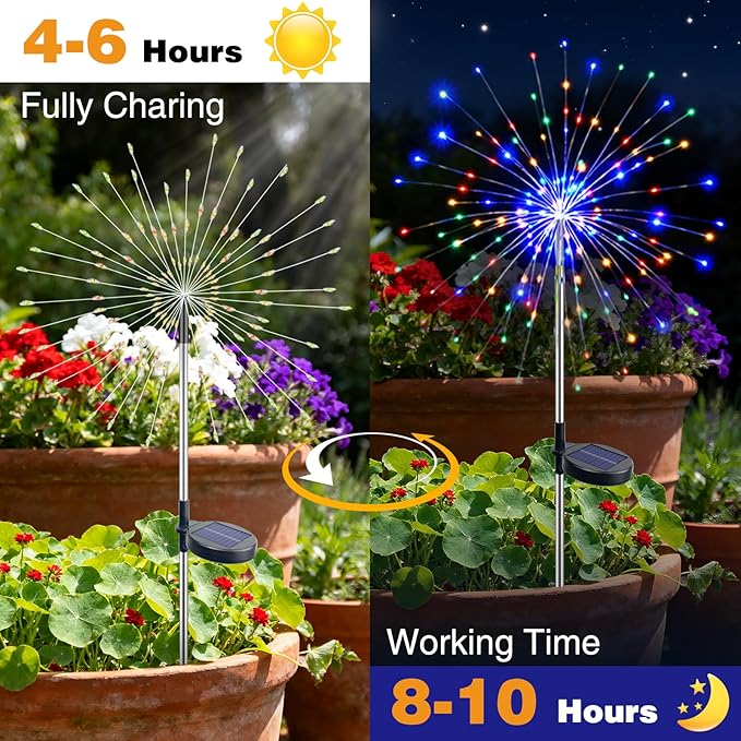 btfarm 1 Pack Solar Garden Lights Outdoor, 8 Modes Firework Lights Solar Powered - Image 5