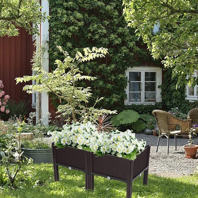 VINGLI Square Raised Garden Bed, Self-Watering Plastic Planter - Image 6