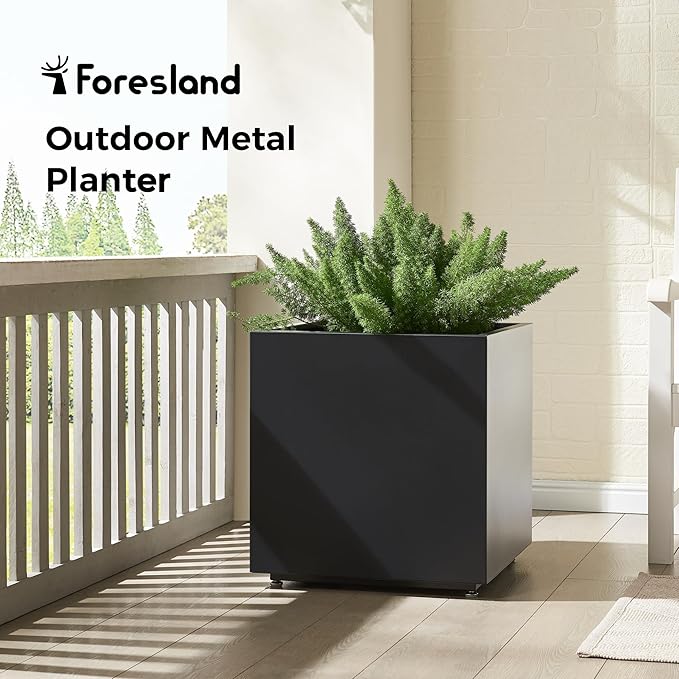 Large Metal Outdoor Planter Box 20Wx20Dx21.5H, Galvanized Steel Cube Planters - Image 8
