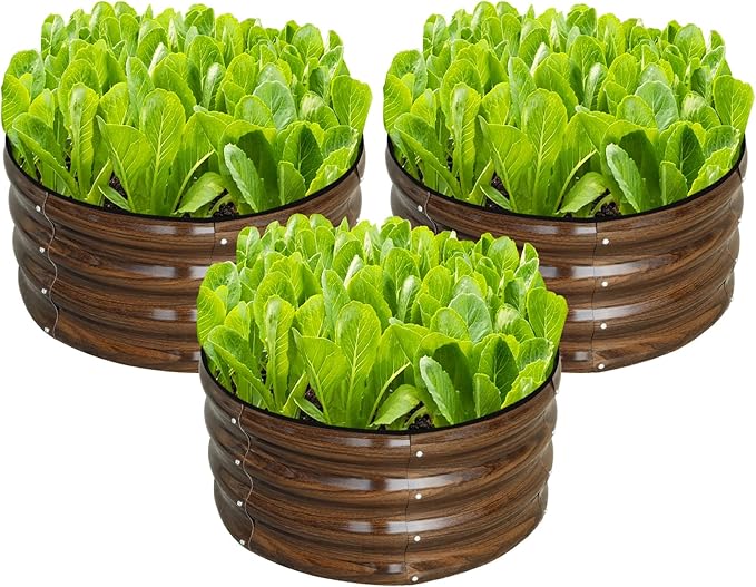 SnugNiture 3 Pcs 2x2x1ft Round Galvanized Raised Garden Bed Kit Outdoor by snugniture