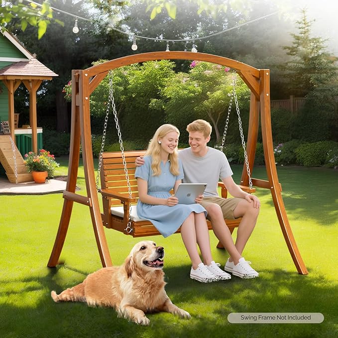 VINGLI Outdoor 4 FT Porch Swing, Heavy Duty 880 LBS Wooden Patio Swings - Image 7