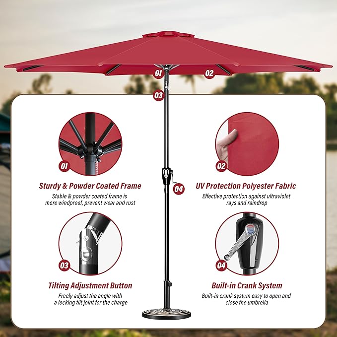 Simple Deluxe 9' Patio Umbrella Outdoor Table Market Yard Umbrella - Image 2