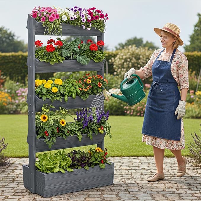 Wooden Vertical Raised Garden Bed, 5 Tier Garden Planters Raised Beds - Image 2