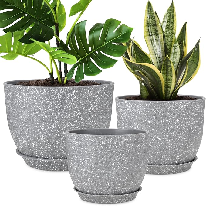 Plant Pots 12/10/9 inch Set of 3, Flower Pots by AFamilyofGardenLovers