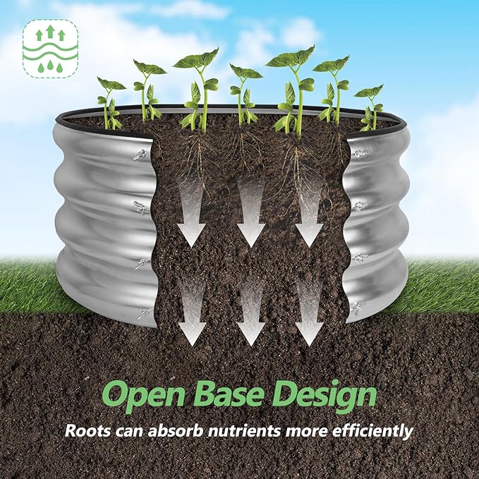 2 Pack 2x2x1ft Round Galvanized Raised Garden Bed Kits, Raised Garden Beds - Image 3