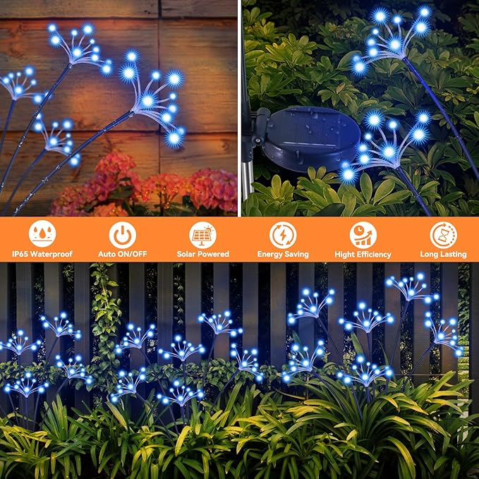 Solar Garden Lights 2 Pack Waterproof Solar Swaying Starburst Light Outdoor - Image 5