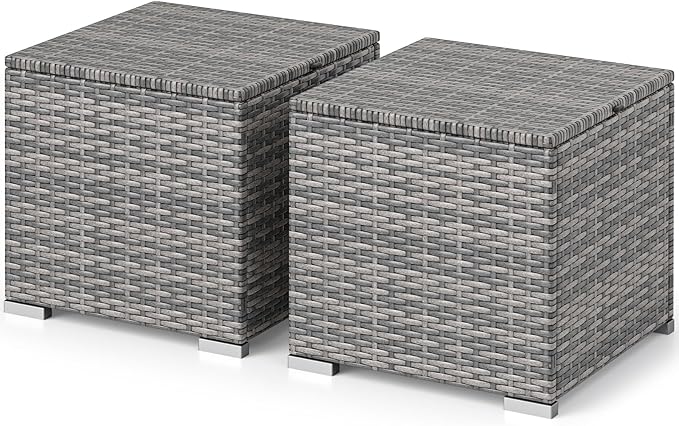 RELAX4LIFE Wicker Outdoor Storage Ottoman - Image 9