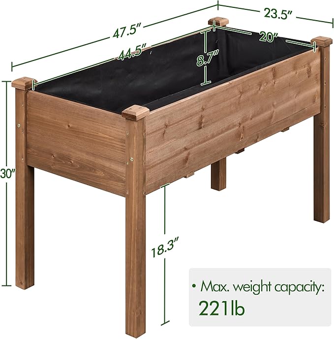 Yaheetech 2pcs Raised Garden Bed 48x24x30in Elevated Wooden Horticulture - Image 3