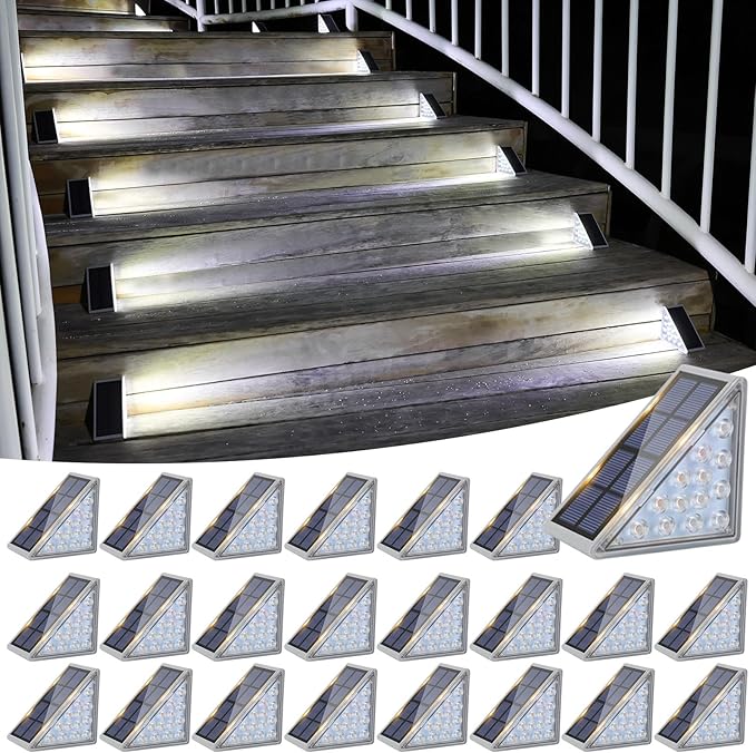 VOLISUN Solar Stair Lights 24 Pack, Solar Step Lights Waterproof IP67, Outdoor by VOLISUN
