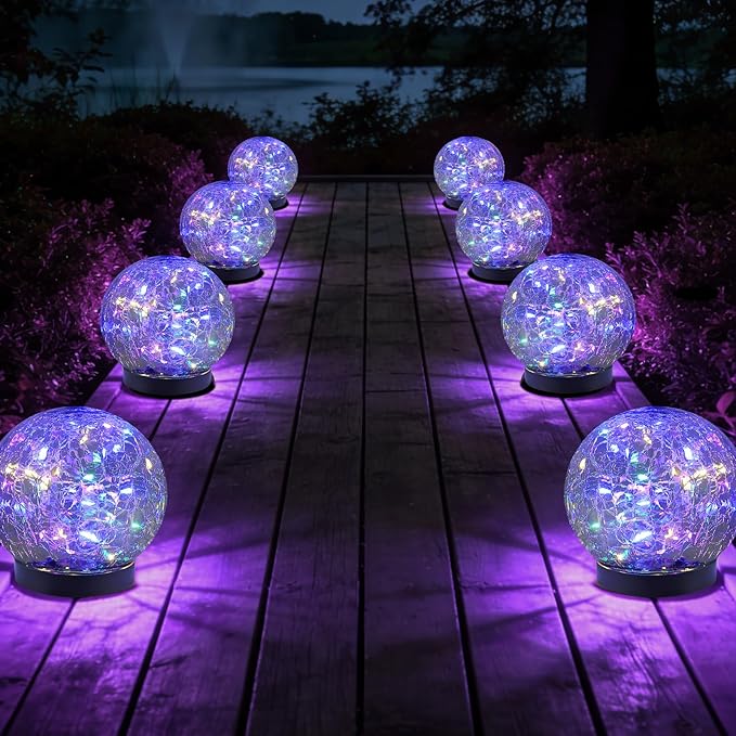 Solar Globe Lights Outdoor Waterproof-Solar Balls Garden-Cracked Glass Ball by JKIMK