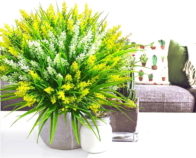 Artificial Plants Outdoor, Lavender Artificial Flowers Plastic Fake Faux - Image 7