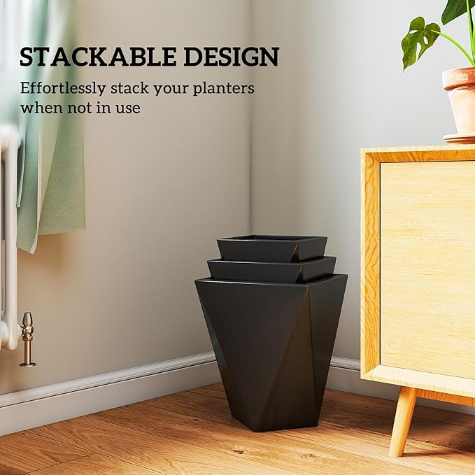 Outsunny Set of 3 Tall Planters, MgO Indoor Outdoor Planters - Image 5