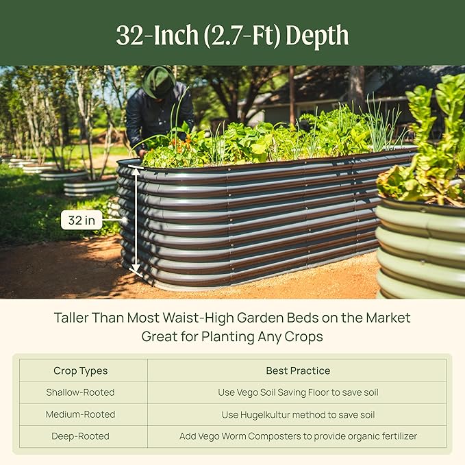 32" Extra Tall Raised Garden Bed Kits, 3.5 x 6.5 x 2.7ft Deep Root 9 in 1 - Image 5