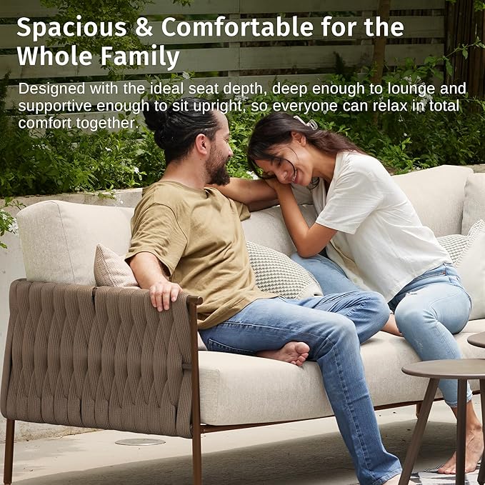 East Oak 4-Piece Patio Furniture Set | Life Chatter Outdoor Furniture | Coffee - Image 7