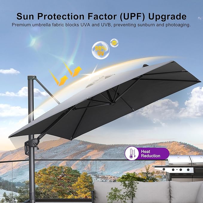 PURPLE LEAF Patio Umbrella 10' X 13' Rectangle Cantilever Umbrella Large - Image 4