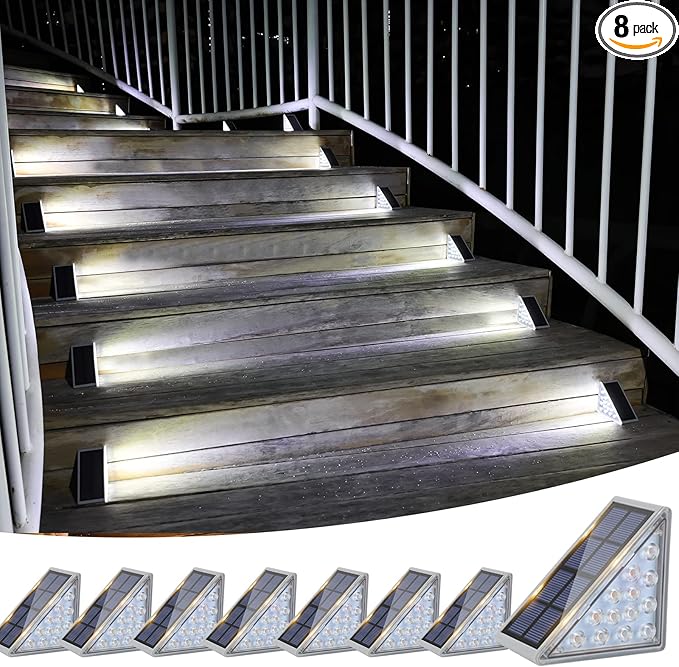 VOLISUN Solar Stair Lights 8 Pack, Solar Step Lights Waterproof IP67, Outdoor by VOLISUN