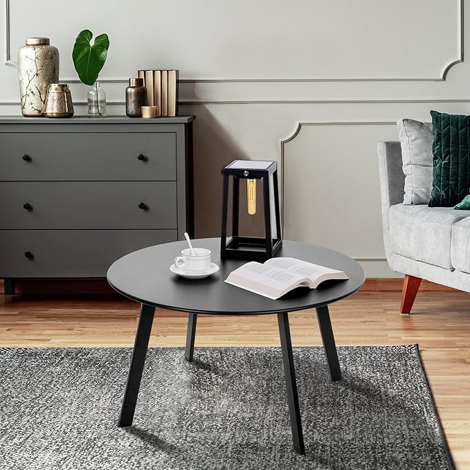 Outdoor Side Table, Outdoor/Indoor Metal Steel Patio Coffee Table, Round - Image 2