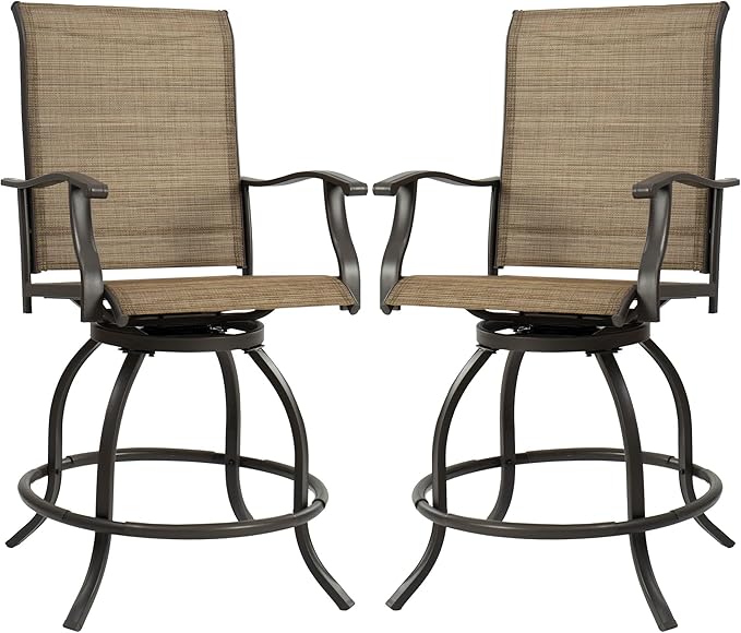 Kozyard Isabella Outdoor Swivel Bar Stools, Counter Height Patio Swivel Chairs - Image 7