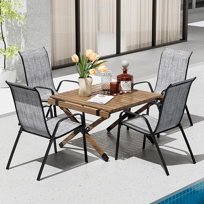 TLSUNNY Patio Chairs, Stackable Textilene Outdoor Dining Furniture - Image 2
