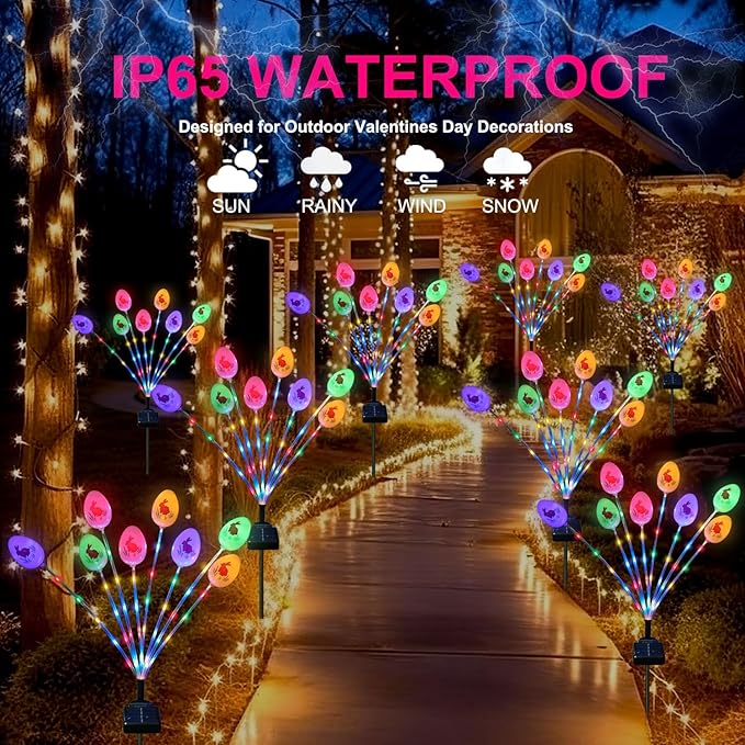 Lmtocs Solar Easter Decorations Outdoor Stake Lights, 2 Packs 16LED Solar Egg - Image 8
