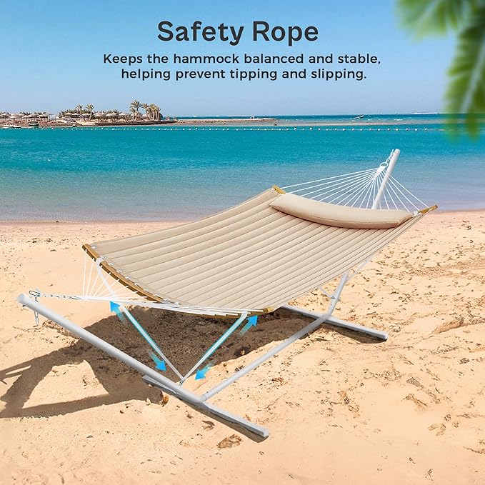 SUPERJARE Hammock with Stand, 2 Person Heavy Duty Hammock with Padded Cotton - Image 5
