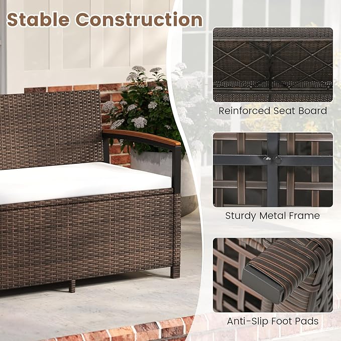 RELAX4LIFE Wicker Outdoor Storage Bench - Image 8